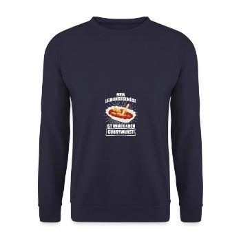 Lieblingsgemüse Currywurst Ruhrpott Imbiss - Unisex Pullover - Navy - Vorne - Alina (178cm) & Michal (187cm)