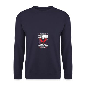 Fass die Zünder an Pyrotechniker Böllern Feuerwerk - Unisex Pullover - Navy - Vorne - Alina (178cm) & Michal (187cm)
