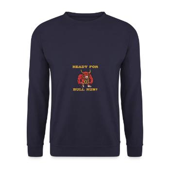 Bull run Bitcoin BTC Crypto Blockchain Miner - Unisex Sweatshirt - navy - Front - Alina (178cm) & Michal (187cm)