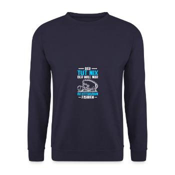 Der tut nix Rollercoaster Achterbahn Freak - Unisex Pullover - Navy - Vorne - Alina (178cm) & Michal (187cm)