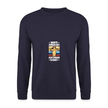 Freizeitpark Rollercoaster Achterbahn Freak - Unisex Pullover - Navy - Vorne - Alina (178cm) & Michal (187cm)