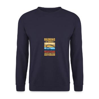Bildung Freizeitpark Rollercoaster Achterbahn - Unisex Pullover - Navy - Vorne - Alina (178cm) & Michal (187cm)