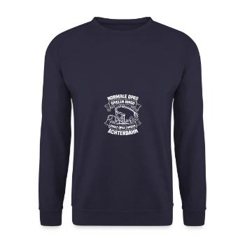 Opa Freizeitpark Rollercoaster Achterbahn Freak - Unisex Pullover - Navy - Vorne - Alina (178cm) & Michal (187cm)