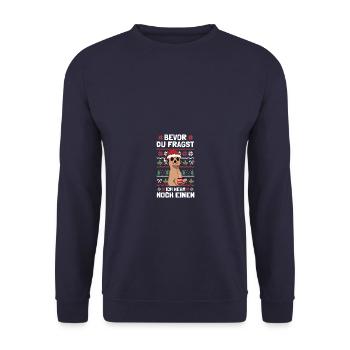 Ich nehm noch einen Weihnachtsfeier Glühwein - Unisex Pullover - Navy - Vorne - Alina (178cm) & Michal (187cm)