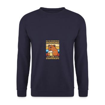 Stammkneipe Biertrinker Bierliebhaber Bier Sauf - Unisex Pullover - Navy - Vorne - Alina (178cm) & Michal (187cm)