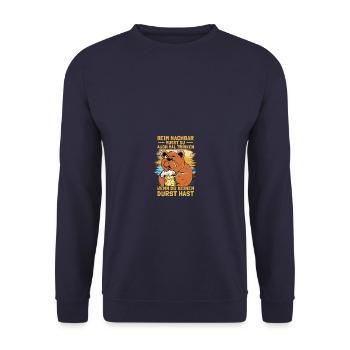 Nachbar Lieblingsnachbar Einzugsparty - Unisex Pullover - Navy - Vorne - Alina (178cm) & Michal (187cm)