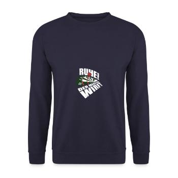 Ruhe! Der Meister wirft Dartspieler Darts Dart - Unisex Pullover - Navy - Vorne - Alina (178cm) & Michal (187cm)