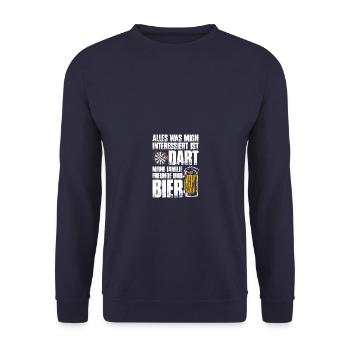 Dart und Bier Dartspieler Darts - Unisex Pullover - Navy - Vorne - Alina (178cm) & Michal (187cm)