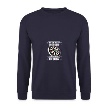 Bin ich dran? Dartspieler Darts Dart - Unisex Pullover - Navy - Vorne - Alina (178cm) & Michal (187cm)