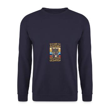 Gestern gesoffen Biertrinker Bierliebhaber Bier - Unisex Pullover - Navy - Vorne - Alina (178cm) & Michal (187cm)