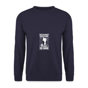 Bin ich dran? Eisstockschießen Stockschießen - Unisex Pullover - Navy - Vorne - Alina (178cm) & Michal (187cm)