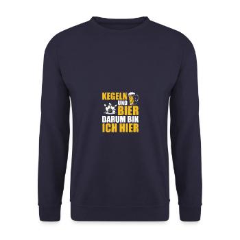 Kegeln und Bier Kegler Sportkegler - Unisex Pullover - Navy - Vorne - Alina (178cm) & Michal (187cm)