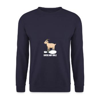Bock auf Holz Kegeln Kegel Kegler Sportkegler - Unisex Pullover - Navy - Vorne - Alina (178cm) & Michal (187cm)