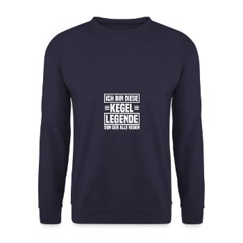 Kegel Legende Kegeln Kegler Sportkegler - Unisex Pullover - Navy - Vorne - Alina (178cm) & Michal (187cm)
