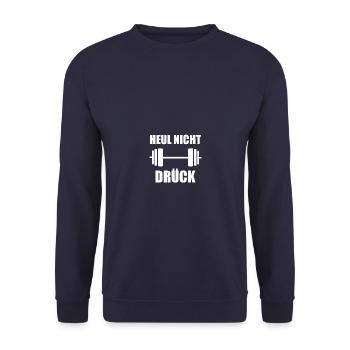 Heul nicht Gym Bodybuilding Bodybuilder Kraftsport - Unisex Pullover - Navy - Vorne - Alina (178cm) & Michal (187cm)