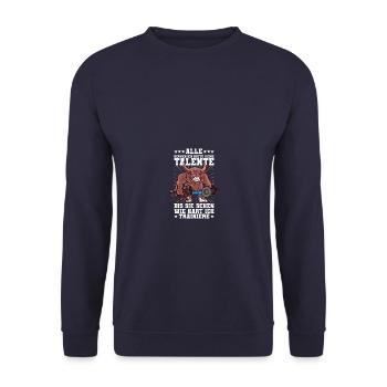 Talente Bodybuilding Bodybuilder Gym Kraftsport - Unisex Pullover - Navy - Vorne - Alina (178cm) & Michal (187cm)