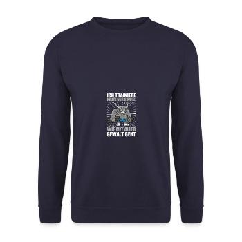 Nur so viel Bodybuilding Bodybuilder Kraftsport - Unisex Pullover - Navy - Vorne - Alina (178cm) & Michal (187cm)