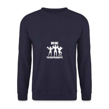 Therapiegruppe Bodybuilding Bodybuilder Kraftsport - Unisex Pullover - Navy - Vorne - Alina (178cm) & Michal (187cm)