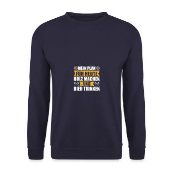 Mein Plan Holzfäller Waldarbeiter Forstwirt - Unisex Pullover - Navy - Vorne - Alina (178cm) & Michal (187cm)
