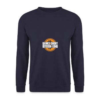 Banques court Bitcoin long Blockchain Trader - Sweat-shirt Unisexe - marine - Devant - Alina (178cm) & Michal (187cm)