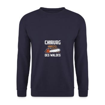 Surgeon of the forest Lumberjack Woodworker Forestry - Unisex Sweatshirt - navy - Front - Alina (178cm) & Michal (187cm)
