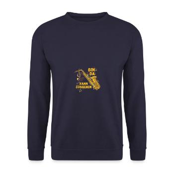 Bin da Saxophon Saxophonspieler - Unisex Pullover - Navy - Vorne - Alina (178cm) & Michal (187cm)