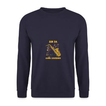 Bin da Saxophon Saxophonspieler - Unisex Pullover - Navy - Vorne - Alina (178cm) & Michal (187cm)