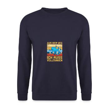 Ich muss volltanken Biertrinker Bierliebhaber Bier - Unisex Pullover - Navy - Vorne - Alina (178cm) & Michal (187cm)