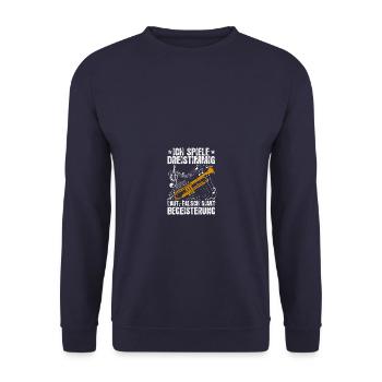 Ich spiele dreistimmig Trompete Trompetenspieler - Unisex Pullover - Navy - Vorne - Alina (178cm) & Michal (187cm)