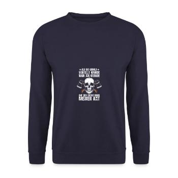 Holz machen Holzfäller Waldarbeiter Forstwirt - Unisex Pullover - Navy - Vorne - Alina (178cm) & Michal (187cm)