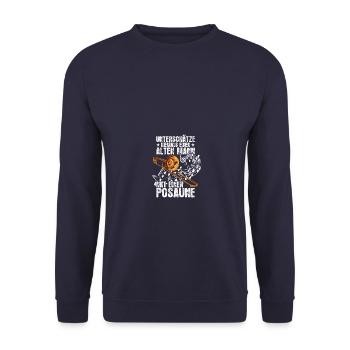 Alten Mann Posaune Posaunenspieler Posaunist - Unisex Pullover - Navy - Vorne - Alina (178cm) & Michal (187cm)