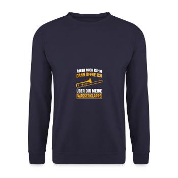 Wasserklappe Posaune Posaunenspieler Posaunist - Unisex Pullover - Navy - Vorne - Alina (178cm) & Michal (187cm)