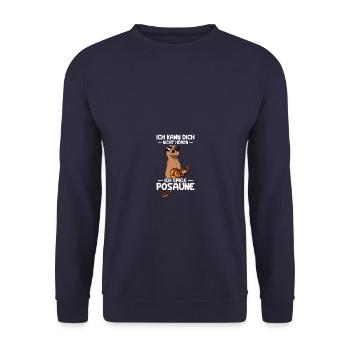 Ich spiele Posaune Posaunenspieler Posaunist - Unisex Pullover - Navy - Vorne - Alina (178cm) & Michal (187cm)