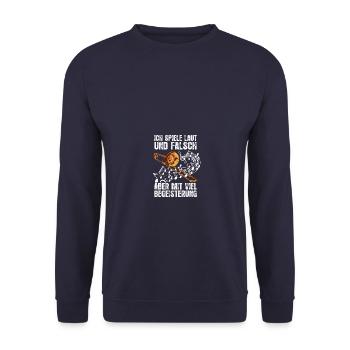 Begeisterung Posaune Posaunenspieler Posaunist - Unisex Pullover - Navy - Vorne - Alina (178cm) & Michal (187cm)