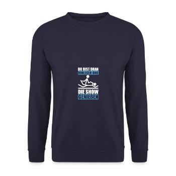 Du bist dran Physiotherapie Physio Physiotherapeut - Unisex Pullover - Navy - Vorne - Alina (178cm) & Michal (187cm)