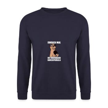Rückhand Tischtennis Tischtennisspieler - Unisex Pullover - Navy - Vorne - Alina (178cm) & Michal (187cm)
