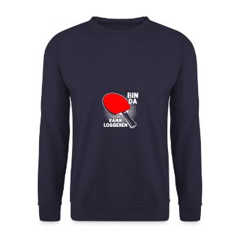 Kann losgehen Tischtennis Tischtennisspieler - Unisex Pullover - Navy - Vorne - Alina (178cm) & Michal (187cm)