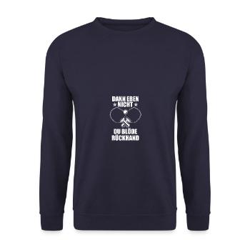 Blöde Rückhand Tischtennis Tischtennisspieler - Unisex Pullover - Navy - Vorne - Alina (178cm) & Michal (187cm)