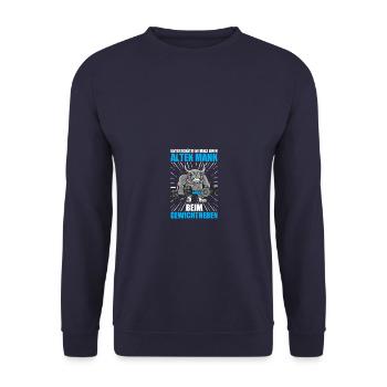Unterschätze niemals Bodybuilding Bodybuilder Gym - Unisex Pullover - Navy - Vorne - Alina (178cm) & Michal (187cm)