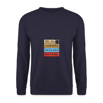 Zielen markieren Gotcha Paintballspieler Paintball - Unisex Pullover - Navy - Vorne - Alina (178cm) & Michal (187cm)
