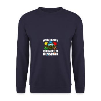 Therapie Gotcha Paintballspieler Paintball - Unisex Pullover - Navy - Vorne - Alina (178cm) & Michal (187cm)