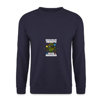 Markieren Gotcha Paintballspieler Paintball - Unisex Pullover - Navy - Vorne - Alina (178cm) & Michal (187cm)
