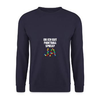 Gotcha Paintballspieler Paintball spielen - Unisex Pullover - Navy - Vorne - Alina (178cm) & Michal (187cm)