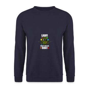 Lauf! Gotcha Paintballspieler Paintball - Unisex Pullover - Navy - Vorne - Alina (178cm) & Michal (187cm)