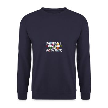 Gotcha Paintballspieler Paintball ist wie malen - Unisex Pullover - Navy - Vorne - Alina (178cm) & Michal (187cm)