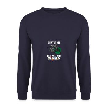 Der tut nix Gotcha Paintballspieler Paintball - Unisex Pullover - Navy - Vorne - Alina (178cm) & Michal (187cm)