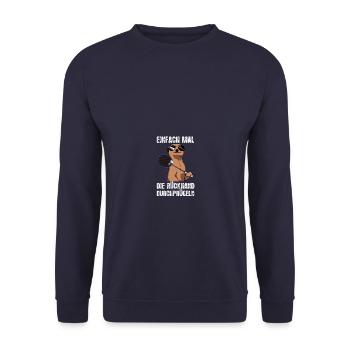 Die Rückhand Federball Badminton Badmintonspieler - Unisex Pullover - Navy - Vorne - Alina (178cm) & Michal (187cm)