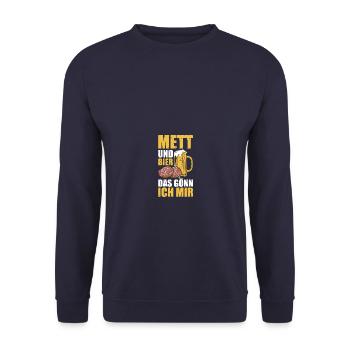Mett und Bier Hackepeter Mettbrötchen - Unisex Pullover - Navy - Vorne - Alina (178cm) & Michal (187cm)