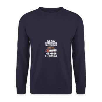 Kettensäge Holz Holzfäller Waldarbeiter Forstwirt - Unisex Pullover - Navy - Vorne - Alina (178cm) & Michal (187cm)