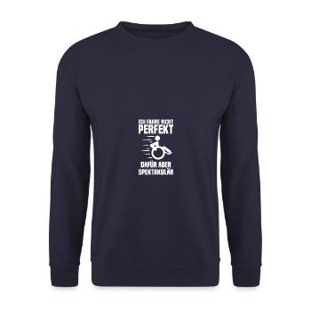 Spektakulär Rollstuhlfahrer Rollstuhl - Unisex Pullover - Navy - Vorne - Alina (178cm) & Michal (187cm)